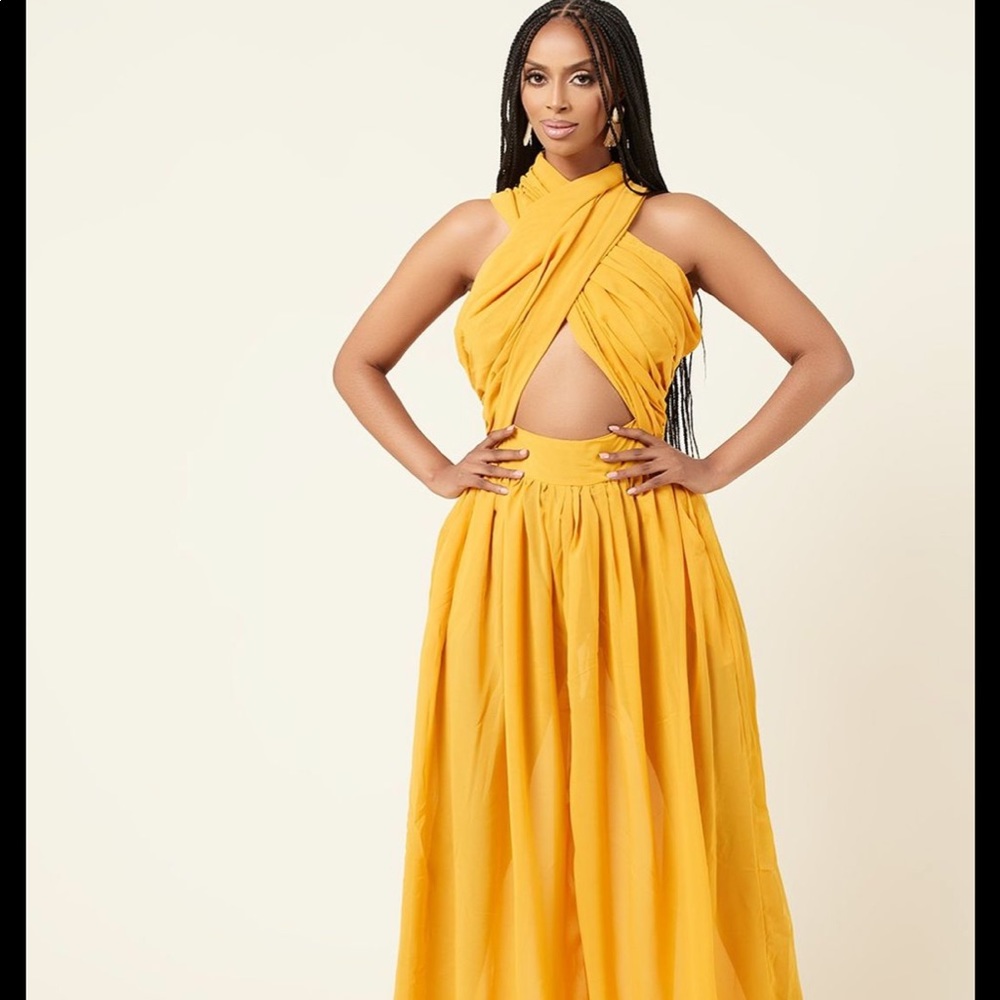 Yellow full length jumpsuit